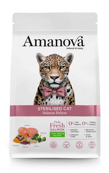 AMANOVA ΞΗΡΑ ΤΡΟΦΗ ΓΑΤΑΣ STERILISED CAT SALMON DELUXE 1.5KG